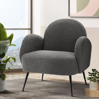 Artiss Armchair Boucle Charcoal Hanes Furniture Kings Warehouse 