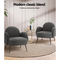 Artiss Armchair Boucle Charcoal Hanes Furniture Kings Warehouse 