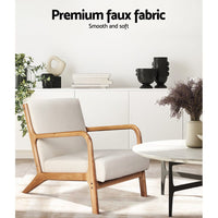 Artiss Armchair Fabric Beige Olive Furniture Kings Warehouse 