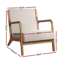 Artiss Armchair Fabric Beige Olive Furniture Kings Warehouse 