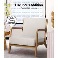 Artiss Armchair Fabric Beige Olive Furniture Kings Warehouse 