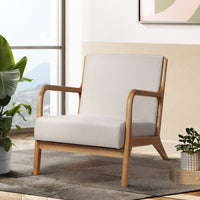 Artiss Armchair Fabric Beige Olive Furniture Kings Warehouse 