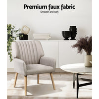 Artiss Armchair Fabric Beige Sebastini Furniture Kings Warehouse 