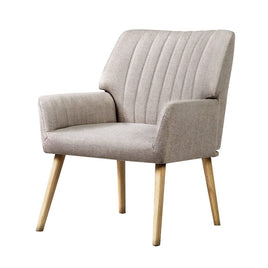 Artiss Armchair Fabric Beige Sebastini Furniture Kings Warehouse 