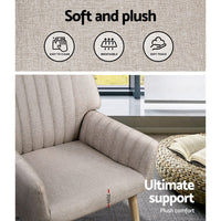 Artiss Armchair Fabric Beige Sebastini Furniture Kings Warehouse 