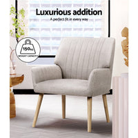 Artiss Armchair Fabric Beige Sebastini Furniture Kings Warehouse 
