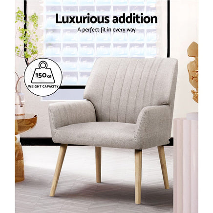 Artiss Armchair Fabric Beige Sebastini Furniture Kings Warehouse 