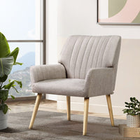 Artiss Armchair Fabric Beige Sebastini Furniture Kings Warehouse 