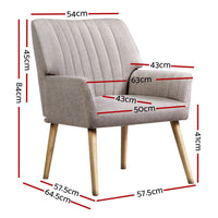 Artiss Armchair Fabric Beige Sebastini Furniture Kings Warehouse 