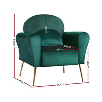 Artiss Armchair Green Velvet Caroline Furniture Kings Warehouse 