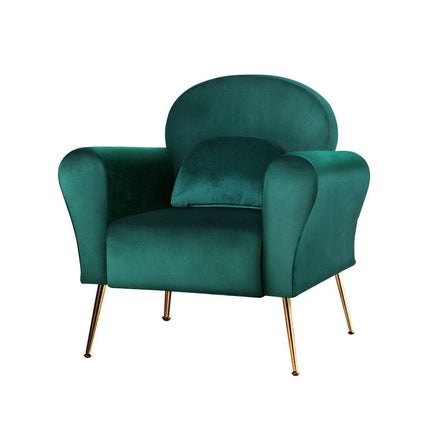 Artiss Armchair Green Velvet Caroline Furniture Kings Warehouse 