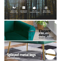 Artiss Armchair Green Velvet Caroline Furniture Kings Warehouse 