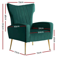 Artiss Armchair Green Velvet Kate Furniture Kings Warehouse 