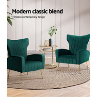 Artiss Armchair Green Velvet Kate Furniture Kings Warehouse 