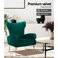 Artiss Armchair Green Velvet Kate Furniture Kings Warehouse 