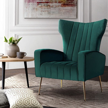 Artiss Armchair Green Velvet Kate Furniture Kings Warehouse 