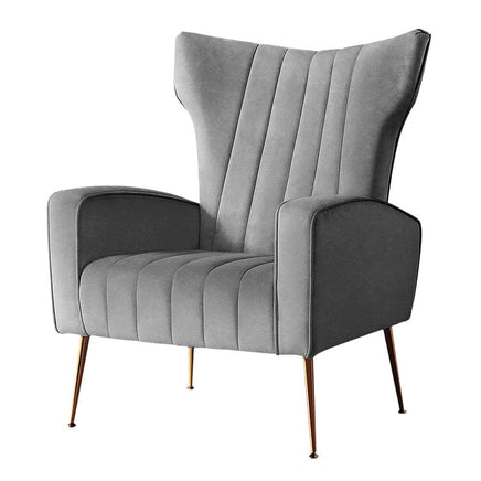 Artiss Armchair Grey Velvet Kate Furniture Kings Warehouse 
