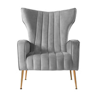Artiss Armchair Grey Velvet Kate Furniture Kings Warehouse 