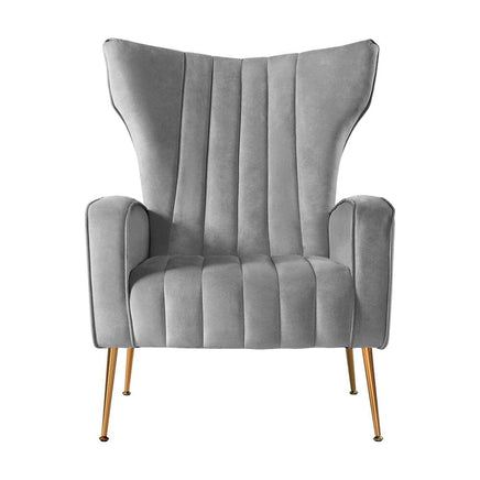Artiss Armchair Grey Velvet Kate Furniture Kings Warehouse 