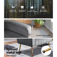 Artiss Armchair Grey Velvet Kate Furniture Kings Warehouse 