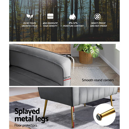 Artiss Armchair Grey Velvet Kate Furniture Kings Warehouse 