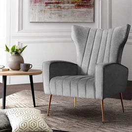Artiss Armchair Grey Velvet Kate Furniture Kings Warehouse 