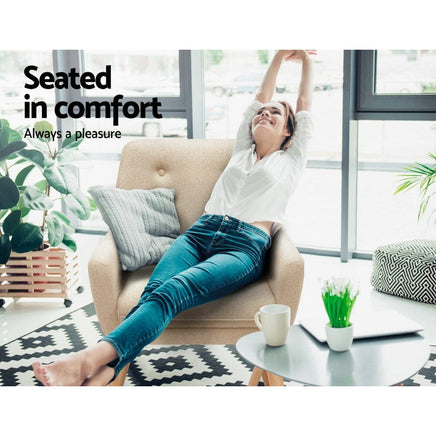 Artiss Armchair Linen Fabric Anne Beige Furniture Kings Warehouse 