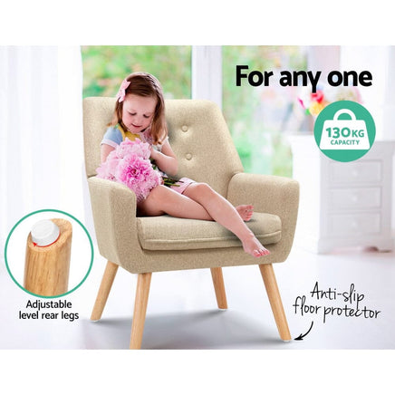 Artiss Armchair Linen Fabric Anne Beige Furniture Kings Warehouse 