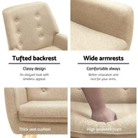 Artiss Armchair Linen Fabric Anne Beige Furniture Kings Warehouse 