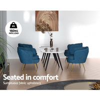 Artiss Armchair Lounge Chair Accent Retro Armchairs Lounge Shell Velvet Navy End of Year Clearance Sale Kings Warehouse 