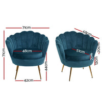 Artiss Armchair Lounge Chair Accent Retro Armchairs Lounge Shell Velvet Navy End of Year Clearance Sale Kings Warehouse 