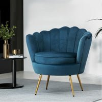 Artiss Armchair Lounge Chair Accent Retro Armchairs Lounge Shell Velvet Navy End of Year Clearance Sale Kings Warehouse 