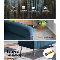 Artiss Armchair Navy Velvet Kate Furniture Kings Warehouse 
