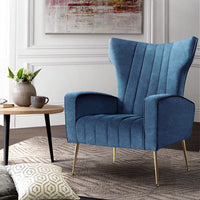 Artiss Armchair Navy Velvet Kate Furniture Kings Warehouse 