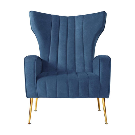 Artiss Armchair Navy Velvet Kate Furniture Kings Warehouse 