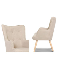 Artiss Armchair Set with Ottoman Beige Lansar Furniture Kings Warehouse 