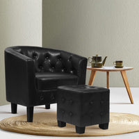 Artiss Armchair Set with Ottoman Black Ava Furniture Kings Warehouse 