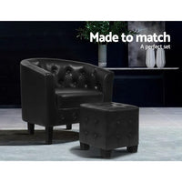 Artiss Armchair Set with Ottoman Black Ava Furniture Kings Warehouse 
