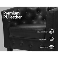 Artiss Armchair Set with Ottoman Black Ava Furniture Kings Warehouse 