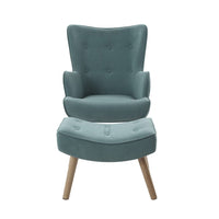 Artiss Armchair Set with Ottoman Blue Lansar Furniture Kings Warehouse 