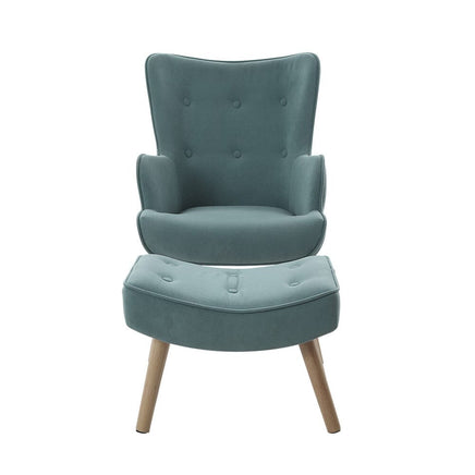 Artiss Armchair Set with Ottoman Blue Lansar Furniture Kings Warehouse 