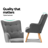 Artiss Armchair Set with Ottoman Grey Lansar Furniture Kings Warehouse 