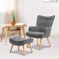 Artiss Armchair Set with Ottoman Grey Lansar Furniture Kings Warehouse 