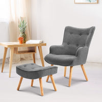 Artiss Armchair Set with Ottoman Grey Lansar Furniture Kings Warehouse 