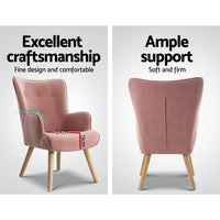 Artiss Armchair Set with Ottoman Pink Lansar Furniture Kings Warehouse 