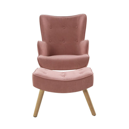 Artiss Armchair Set with Ottoman Pink Lansar Furniture Kings Warehouse 