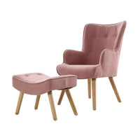 Artiss Armchair Set with Ottoman Pink Lansar Furniture Kings Warehouse 