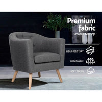 Artiss Armchair Tub Chair Grey Adora Furniture Kings Warehouse 