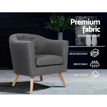 Artiss Armchair Tub Chair Grey Adora Furniture Kings Warehouse 