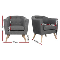 Artiss Armchair Tub Chair Grey Adora Furniture Kings Warehouse 